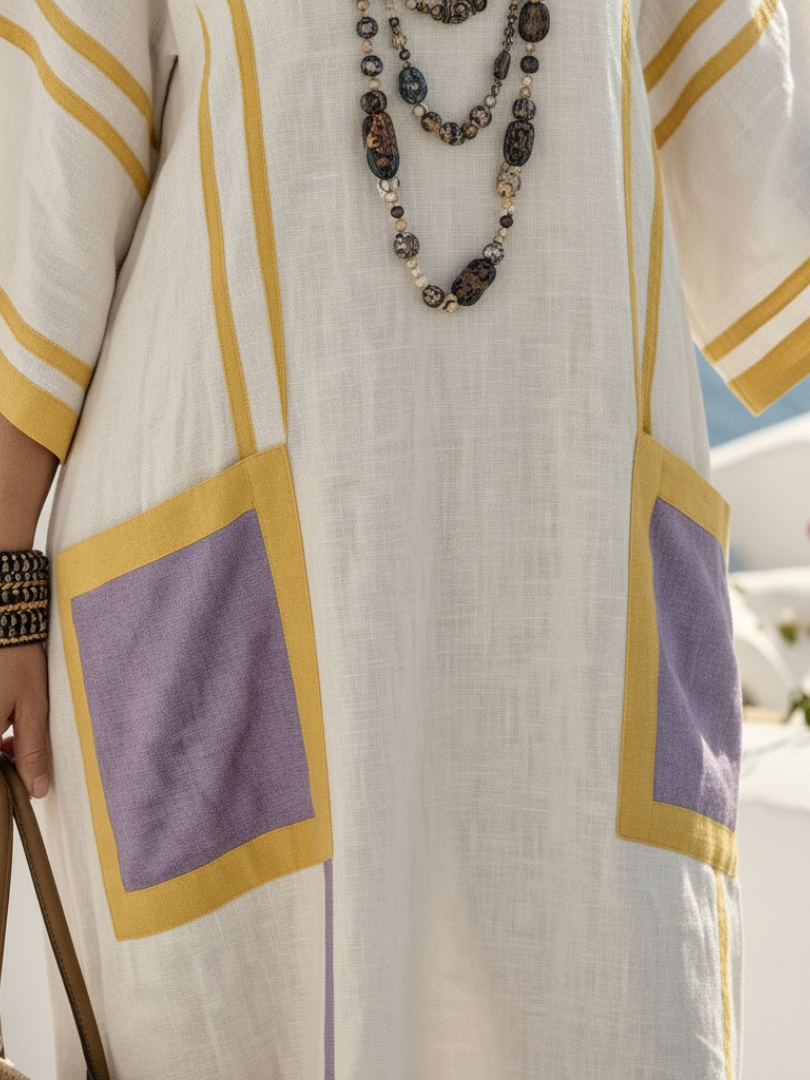 Emma | Vestido maxi de mangas curtas e decote em V