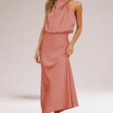 Flavia | Vestido de Mulher Halter de Cetim Glamouroso