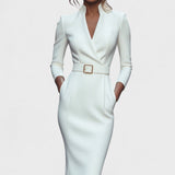 Mandarin - Vestido Preto Refinado com Cinto e Gola