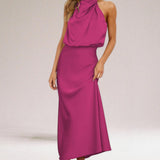 Flavia | Vestido de Mulher Halter de Cetim Glamouroso