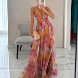 Giselle - Vestido longo de Mulher com estampa floral encantadora