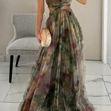 Giselle - Vestido longo de Mulher com estampa floral encantadora