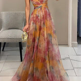 Giselle - Vestido longo de Mulher com estampa floral encantadora