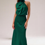 Flavia | Vestido de Mulher Halter de Cetim Glamouroso