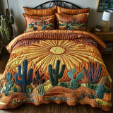 Conjunto de cama acolchado de 3 peças - Amanhecer sobre os Cactos