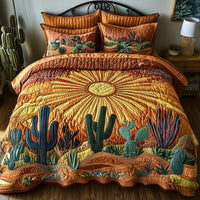Conjunto de cama acolchado de 3 peças - Amanhecer sobre os Cactos