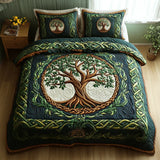 Conjunto de Cama Acolchado de 3 Peças - Árvore da Vida