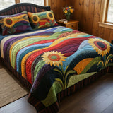 Conjunto de cama acolchoado de 3 peças - Campo de Girassóis