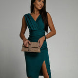 Fresia | Vestido de Mulher justo com decote em V e fenda