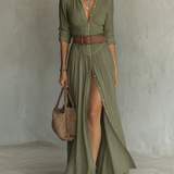 Amélia - Vestido maxi elegante para Mulher com colarinho