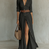 Amélia - Vestido maxi elegante para Mulher com colarinho