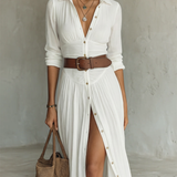 Amélia - Vestido maxi elegante para Mulher com colarinho