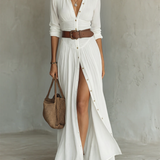 Amélia - Vestido maxi elegante para Mulher com colarinho