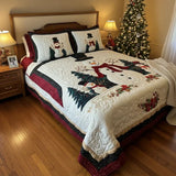 Conjunto de Cama Acolchoado de 3 Peças - Amigos da Neve