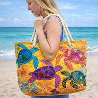 Bolsa de Praia Feita à Mão | Sonhos de Tartaruga Coral