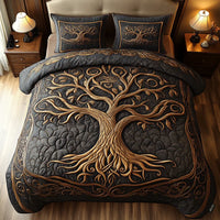 Conjunto de cama acolchoado de 3 peças - Harmonia Dourada