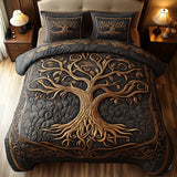 Conjunto de Cama Acolchado de 3 Peças - Árvore da Vida