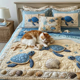 Conjunto de cama acolchado de 3 peças - Ondas do Oceano