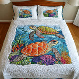 Conjunto de Cama Acolchado de 3 Peças - Tartarugas Marinhas