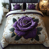 Conjunto de Cama Acolchoado de 3 Peças - Rosa Violeta