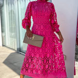 Rori - Vestido Midi Elegante com Detalhes em Renda para Mulher