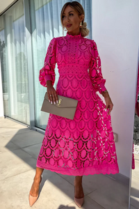 Rori - Vestido Midi Elegante com Detalhes em Renda para Mulher