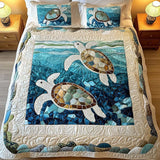 Conjunto de Cama Acolchado de 3 Peças - Tartarugas Marinhas