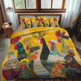 Conjunto de Cama Acolchoado de 3 Peças - Galo do Amanhecer