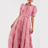 Beatrice | Vestido rosa com mangas bufantes para Mulher