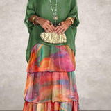 Vestido Capa Nora - Verde Laranja