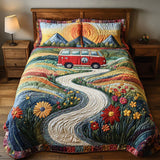 Conjunto de Cama Acolchado de 3 Peças - Viagem Vintage