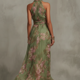 Alejandra | Vestido maxi floral verde para Mulher