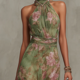 Alejandra | Vestido maxi floral verde para Mulher