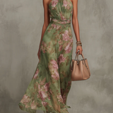 Alejandra | Vestido maxi floral verde para Mulher
