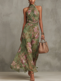 Alejandra | Vestido maxi floral verde para Mulher