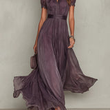Flavia - Vestido longo violeta com decote em forma de chave para Mulher
