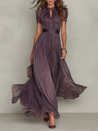 Flavia - Vestido longo violeta com decote em forma de chave para Mulher