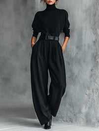 Victoire | Conjunto Preto com Gola Alta & Calças