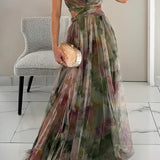 Giselle - Vestido longo de Mulher com estampa floral encantadora