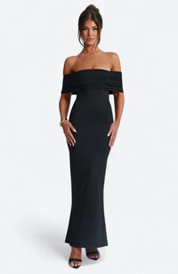 Tindra | Robe longa Bardot refinada