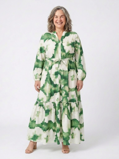 Sophie | Vestido maxi de mangas longas e cintura atada