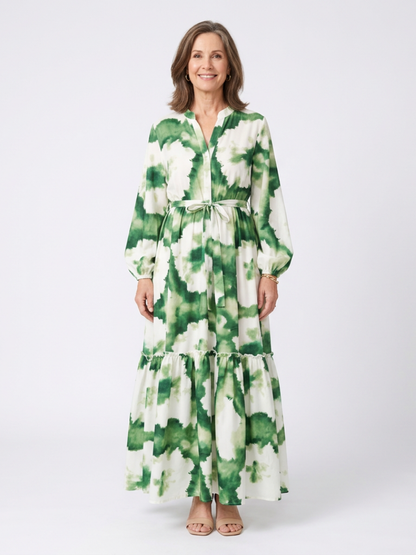 Sophie | Vestido maxi de mangas longas e cintura atada