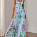 Nina - Vestido longo de Mulher plissado floral