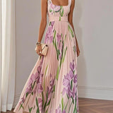 Nina - Vestido longo de Mulher plissado floral