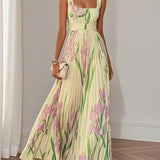 Nina - Vestido longo de Mulher plissado floral