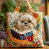 Bolsa Artesanal “Shih Tzu com Livro e Flores”