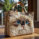 Bolsa Artesanal “Gato Branco de Olhos Azuis”