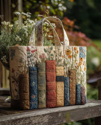 Bolsa Artesanal "Livros e Flores"