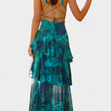 Domenica - Vestido de chiffon com decote em V e camadas fluidas