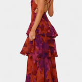 Domenica - Vestido de chiffon com decote em V e camadas fluidas